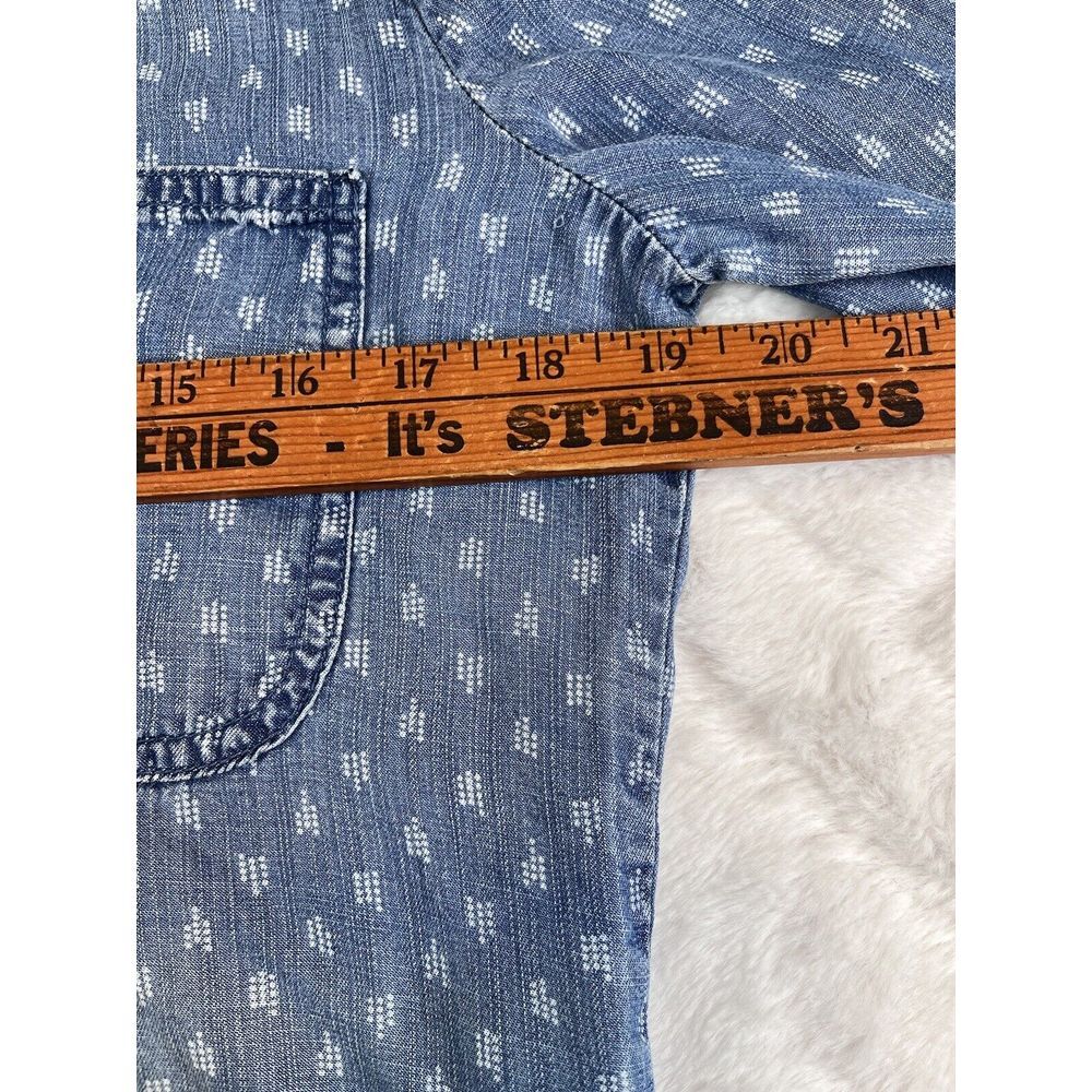 Cloth & Stone Shirt Women's (S) Blue Geometric Chambray Tencel Pocket Preppy - Picture 4 of 7